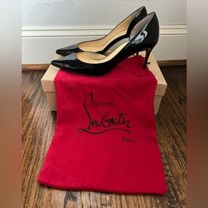 Christian Louboutin Heels Iriza 70 Black Leather Pointed
Toe Shoes EU 37